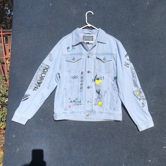 Brooklyn Cloth graphic Artisan oversized denim jacket New L - Picture 3 of 14